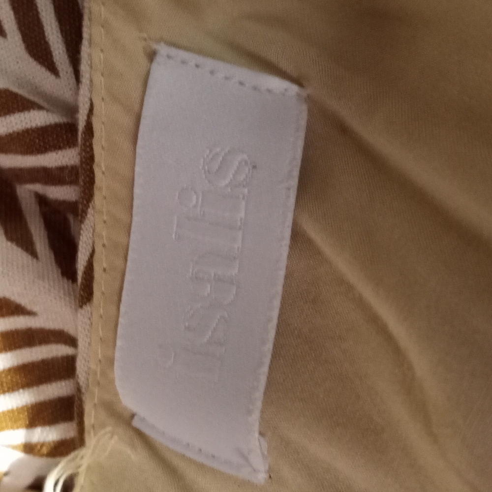 ISALIS Cream & Brown Striped Midi Dress w/Tied Front, size Small - Picture 2 of 5